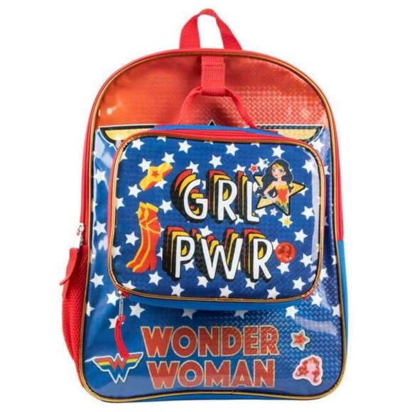 DC Comics Wonder Woman Grl Power Youth Backpack with Lunchbox - Picture 1 of 7